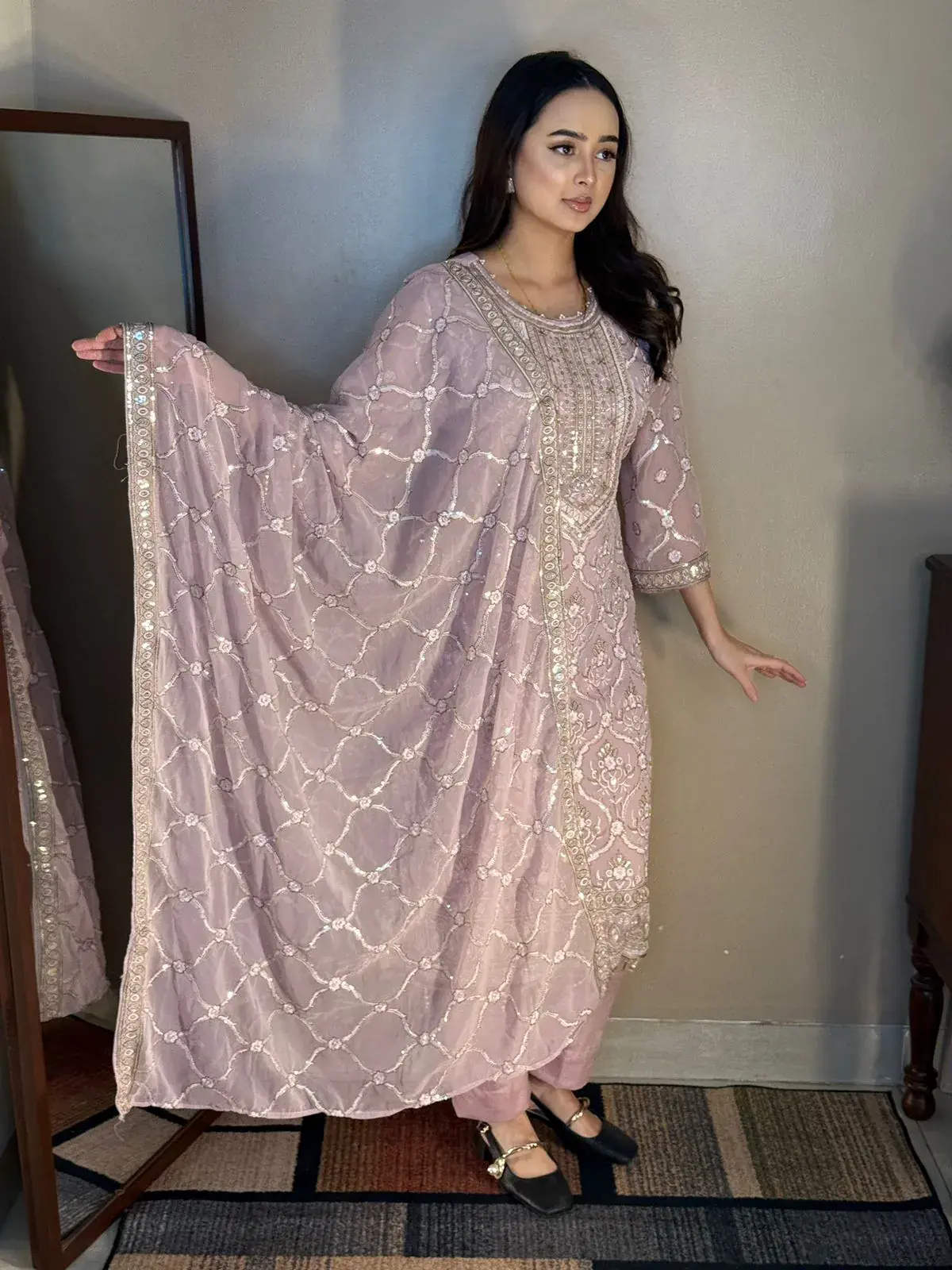 Georgette 4 Pices Unstitched Dress